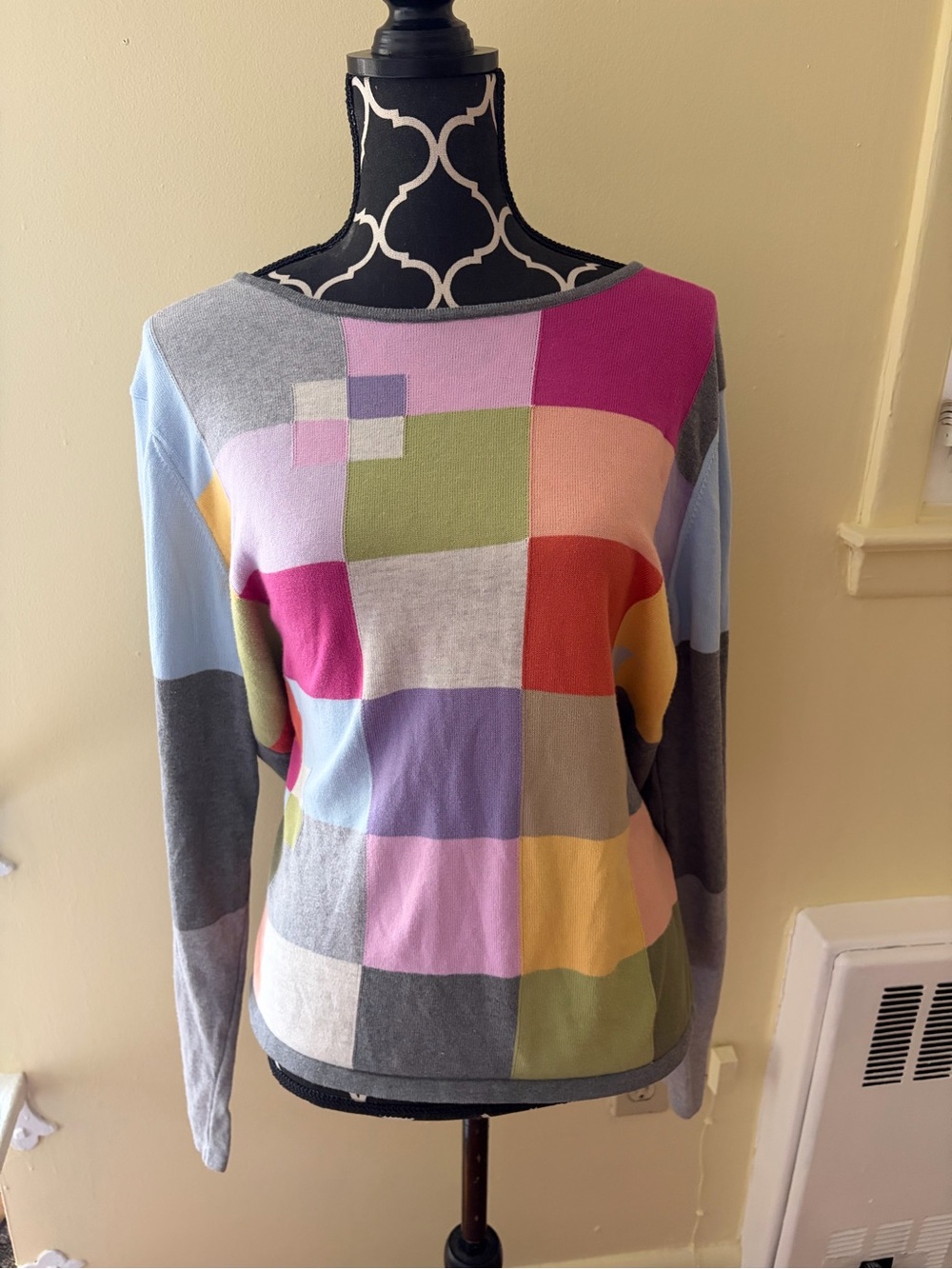 Colorblock Made in Italy Talbots Boat Neck Sweater - hole in armpit
